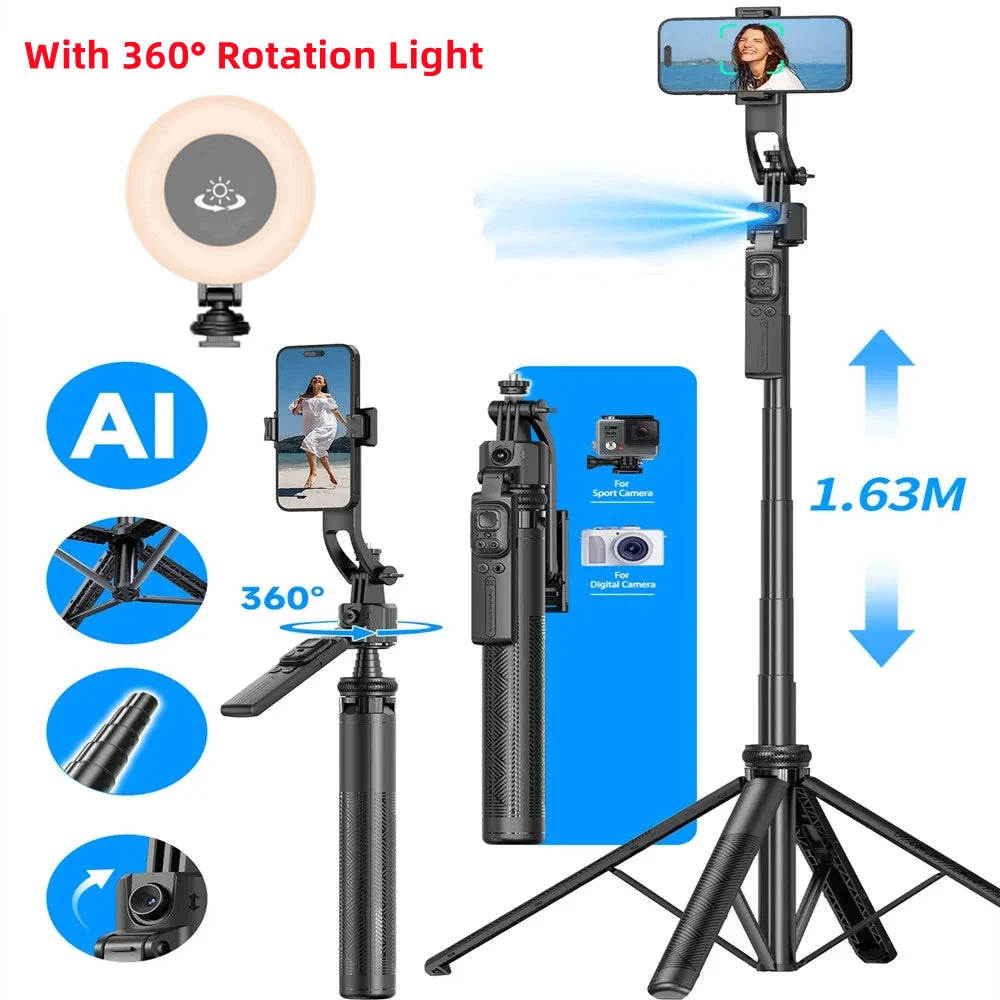 C17 Selfie Tripod for Cell Phone 360°Auto-Rotation AI Tracking Shooting Quadrapod with Remote Control