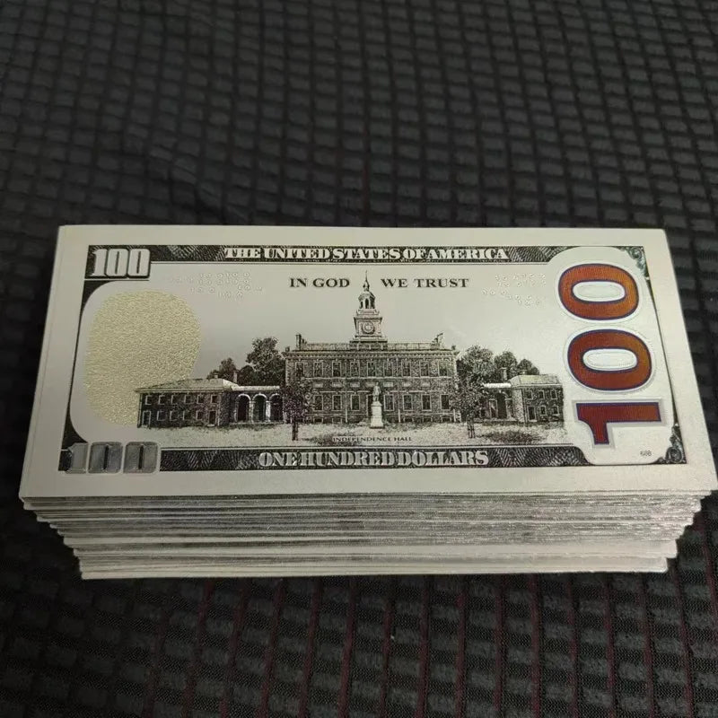 5~100pcs US 100 Dollar Bills 100 Dollars Silver Plated Banknote Fake Money Collectible Currency Souvenir Business Gifts