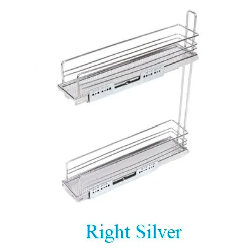 1Piece Soft Close Left Right Side Mount Pull Out 2-Tier Shelf Tray Basket For 15CM Wide Kithen Base Cabinet Black Grey