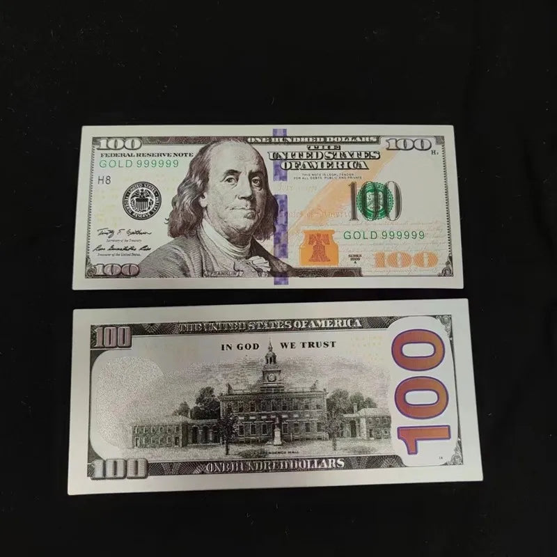 5~100pcs US 100 Dollar Bills 100 Dollars Silver Plated Banknote Fake Money Collectible Currency Souvenir Business Gifts