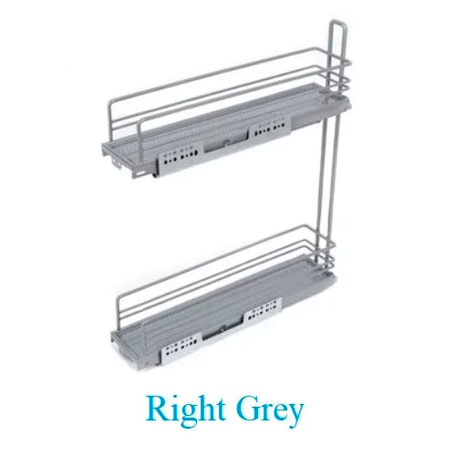 1Piece Soft Close Left Right Side Mount Pull Out 2-Tier Shelf Tray Basket For 15CM Wide Kithen Base Cabinet Black Grey