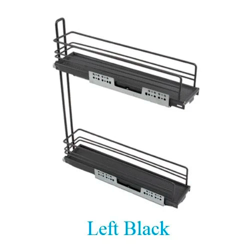 1Piece Soft Close Left Right Side Mount Pull Out 2-Tier Shelf Tray Basket For 15CM Wide Kithen Base Cabinet Black Grey