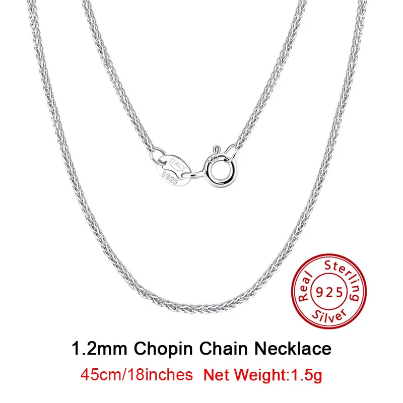 Rinntin 925 Sterling Silver Italian Handmade 1.2mm Chopin Chain Necklace for Women Fashion Simple Basic Neck Chain Jewelry SC53