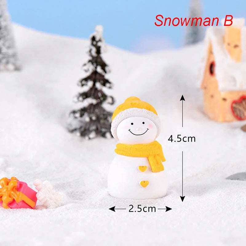 1Pair Sweety Lovers Couple Winter Couple DIY Mini Miniature Figurine Snowman Micro Landscape Garden Decor