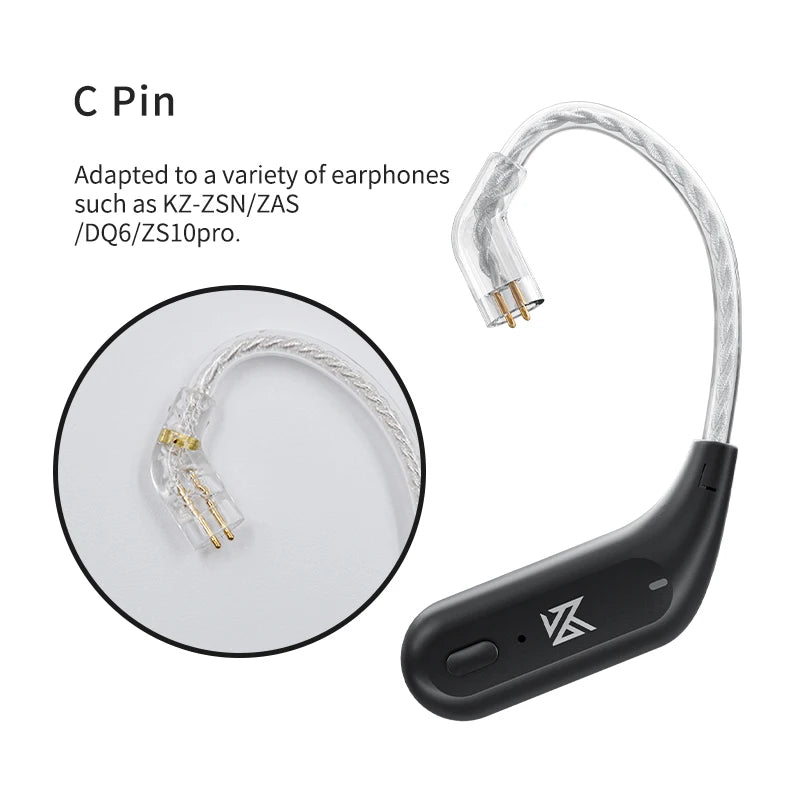 KZ AZ09 Bluetooth 5.2 Wireless Upgrade Cable  HIFI Wireless Ear Hook With Charging Case For KZ TRN CCA Earphones Headset