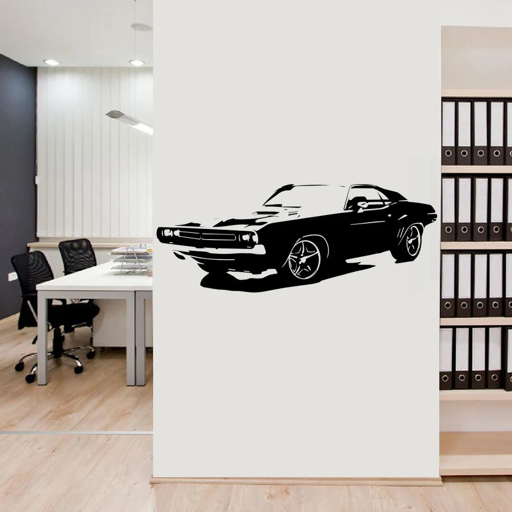 Large Classical Car Wall Sticker  Challenger Bedroom Wall Sticker Art Teen Room Home Decor Vinyl Sticker Living Room WallPaper