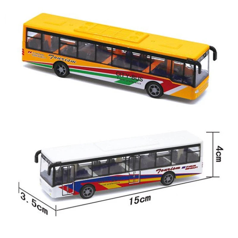 High Simulation Toy Car Model Diecast Plastic Pull-Back Bus Inertia Car City Tour Bus ABS Car Model Toys Gifts For Children Kids