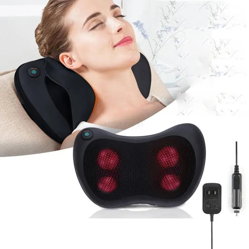 Neck massager kneading massage hot compress back and waist in-vehicle home small Cervical spine massage pillow