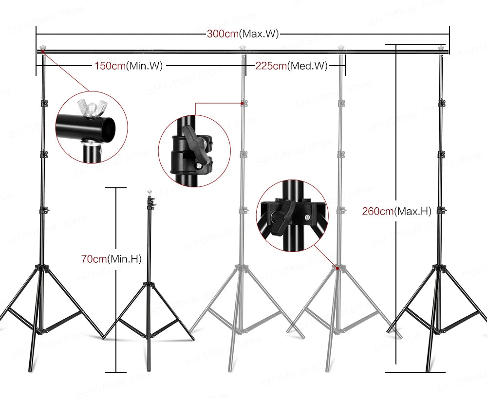 Photography Photo Studio Softbox Lighting Kit With 2.6x3M Background Frame 3pcs Backdrops Tripod Stand Reflector Board 4Umbrella