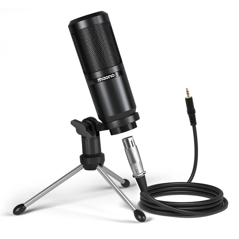 Maono PM360TR Condenser Microphone Podcast Microphone 3.5mm Mic for Computer,Laptop,Phone,Sound Card,YouTube,Gaming,Recording