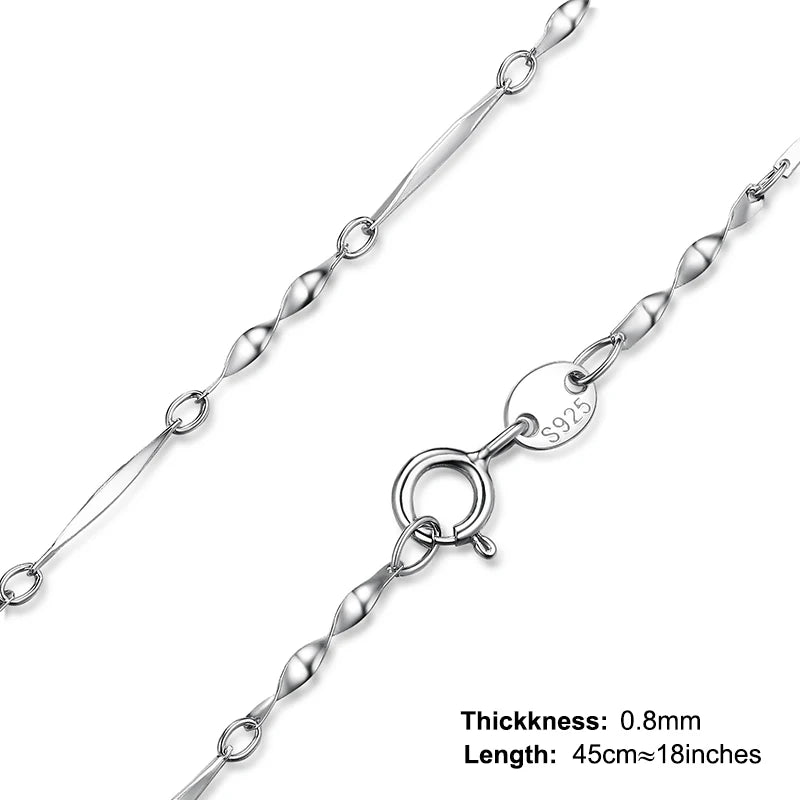 JewelryPalace Genuine 100% 925 Sterling Silver Necklace Ingot Twisted Trace Belcher Snake Bar Singapore Box Chain Necklace Women