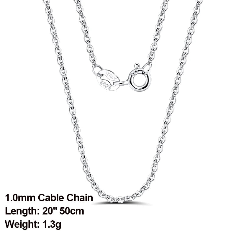 Rinntin 925 Sterling Silver Italian Handmade 1.2mm Chopin Chain Necklace for Women Fashion Simple Basic Neck Chain Jewelry SC53