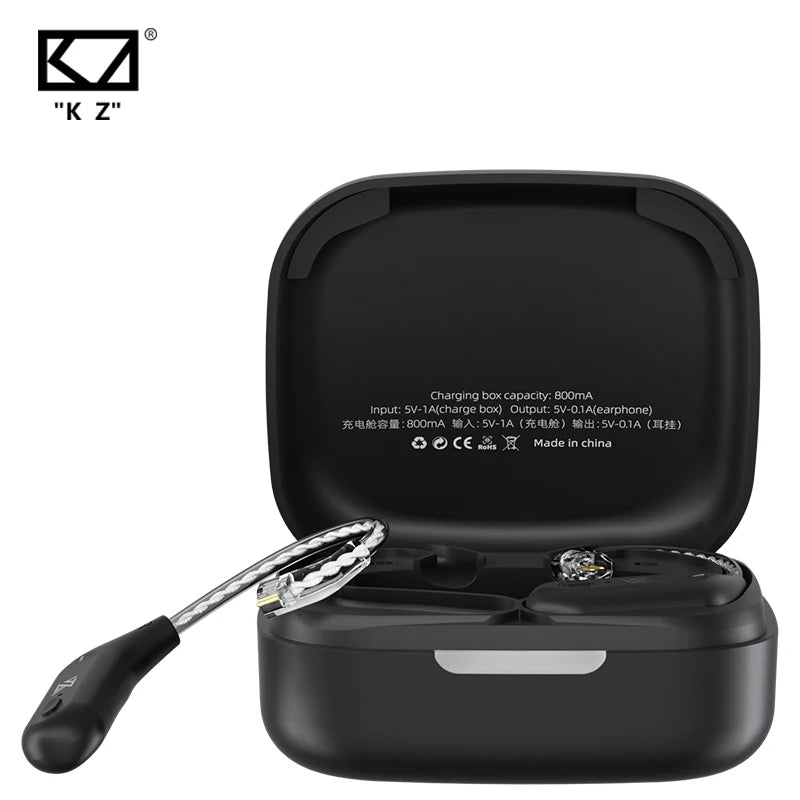 KZ AZ09 Bluetooth 5.2 Wireless Upgrade Cable  HIFI Wireless Ear Hook With Charging Case For KZ TRN CCA Earphones Headset