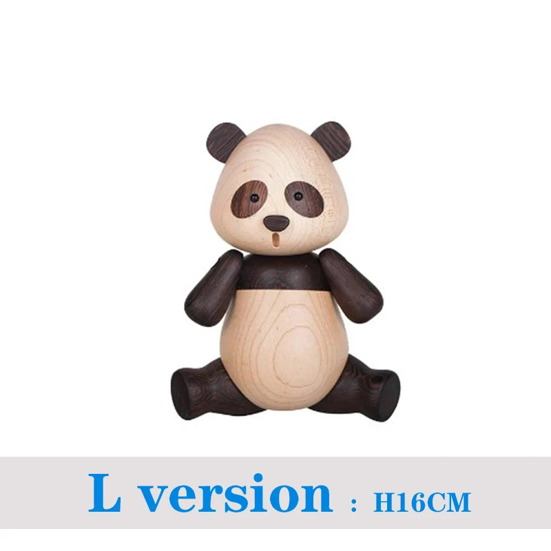 Resin Panda Animal Accessories Creative Handicraft Wooden Toys Office Desktop Miniatures Christmas Figurine Gift Home Decoration