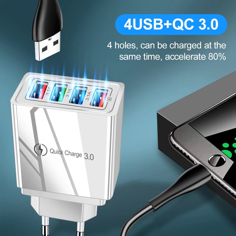 EU Plug USB Charger Quick Charge 3.0 Charger For Huawei Mate 30 20 Xiaomi 11 10T Ultra POCO F3 X3 NFC Wall Mobile Fast Charger