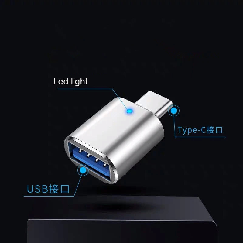 USB C Adapter Type C to USB 3.0 Adapter Type-C Adapter OTG Cable For Macbook pro Air Samsung S10 S9 USB OTG led light