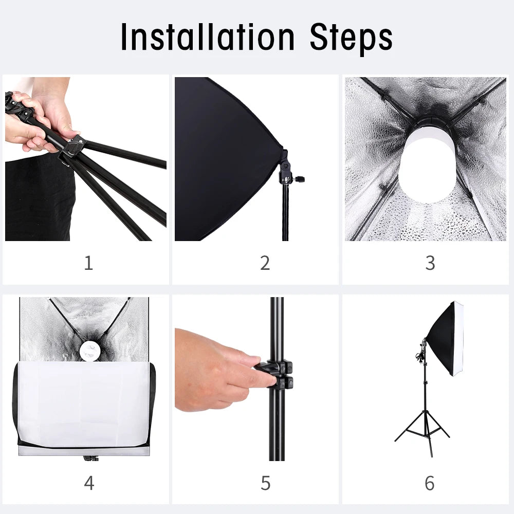 Photography Lighting Kit Umbrella Photo Background Muslin Backdrops Softbox Light Stand Portable Bag Soft BoxFor Photo Studio