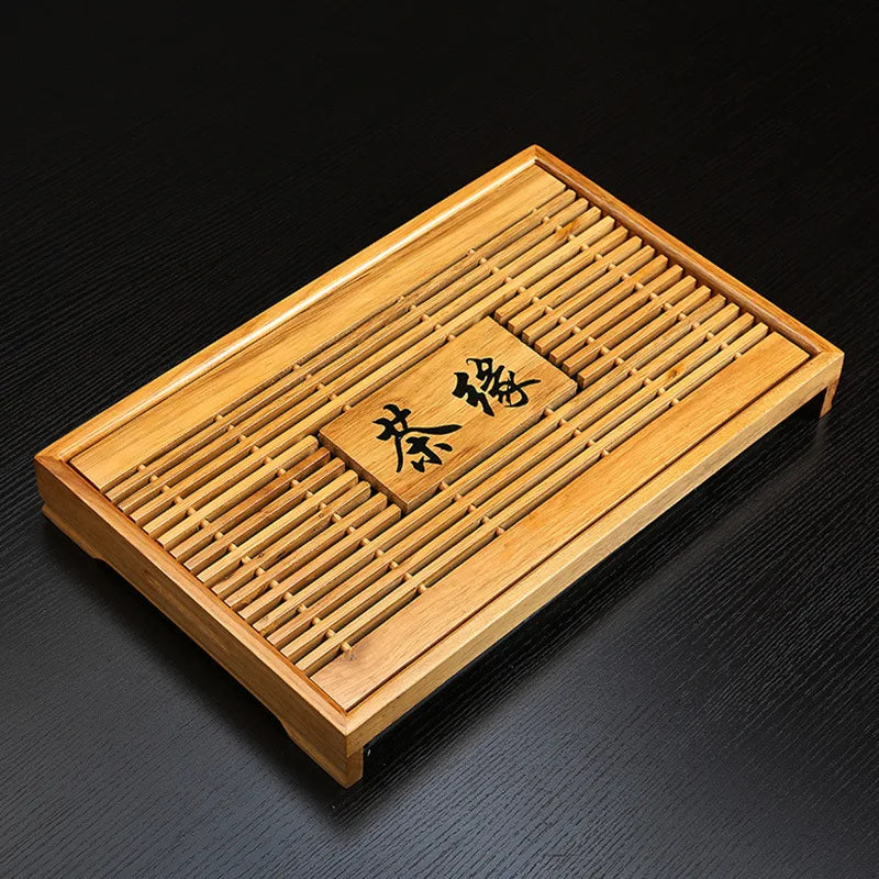 Solid Wood Tea Tray KungFu Tea Set Drawer Chinese Water Drainage Table Tea Tray 43X27X5.5CM