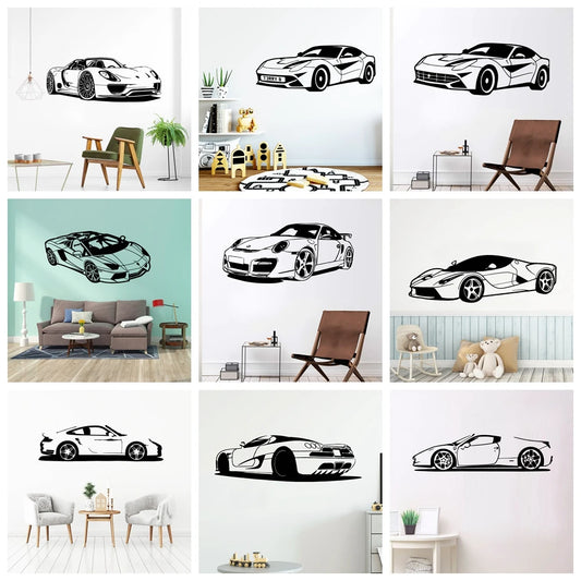 Classic Car Wall Sticker For Boy Kids Room Bedroom wall decor Vinyl Roadster Decorative stickers Self-adhesive wallpaper