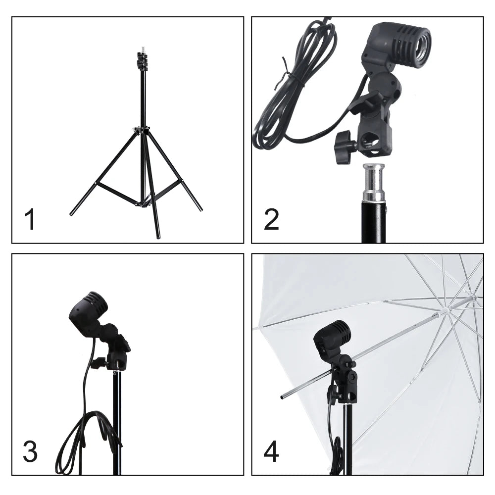 Photography Lighting Kit Umbrella Photo Background Muslin Backdrops Softbox Light Stand Portable Bag Soft BoxFor Photo Studio