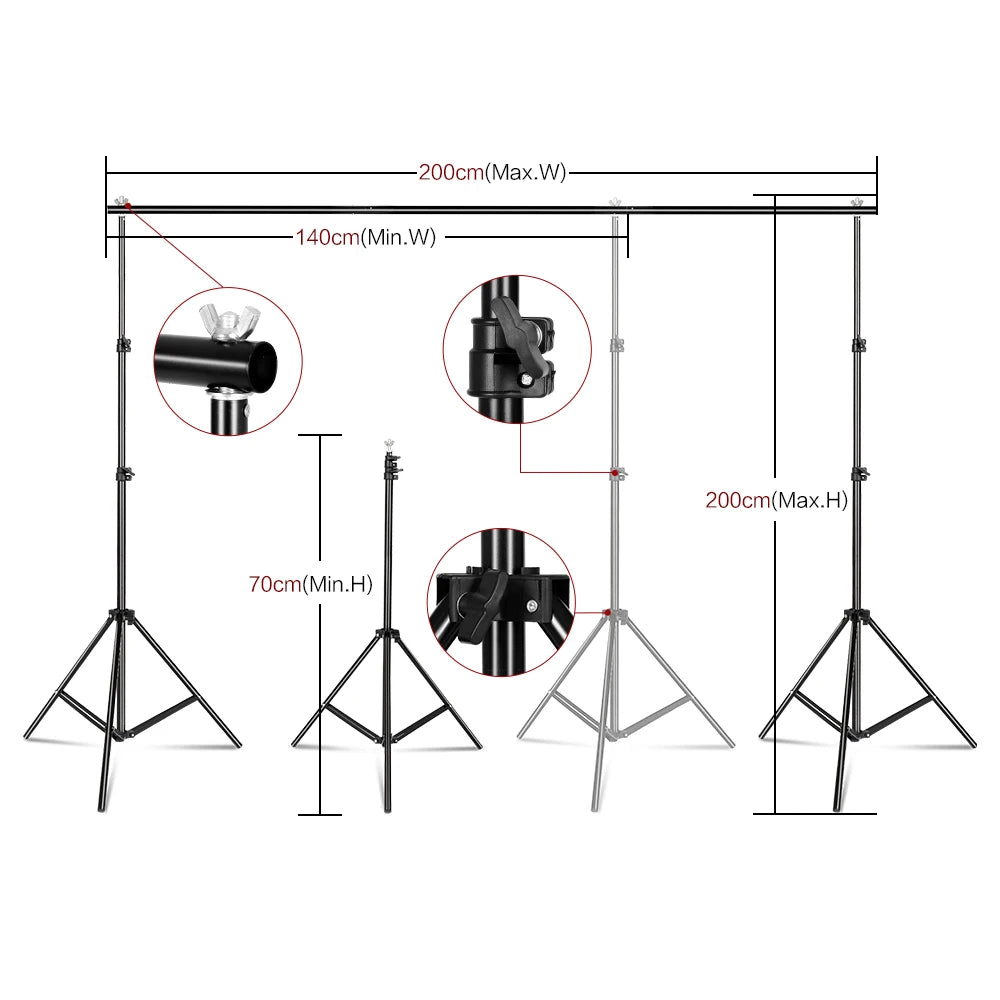 Photography Background Frame Support Softbox Lighting Kit Photo Studio Equipment Accessories With 3Pcs Backdrop And Tripod Stand