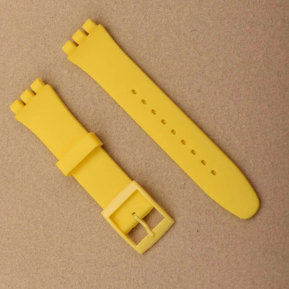 Watch accessories For Swatch silicone strap buckle 17mm19mm rubber strap men's and women's sports strap 20mm watch band