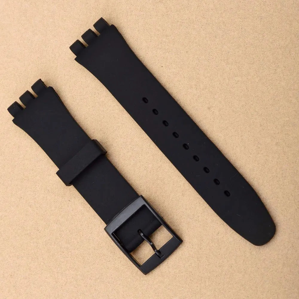 Watch accessories For Swatch silicone strap buckle 17mm19mm rubber strap men's and women's sports strap 20mm watch band