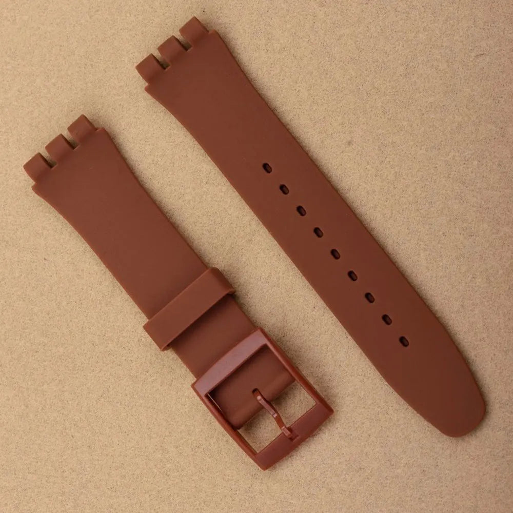 Watch accessories For Swatch silicone strap buckle 17mm19mm rubber strap men's and women's sports strap 20mm watch band