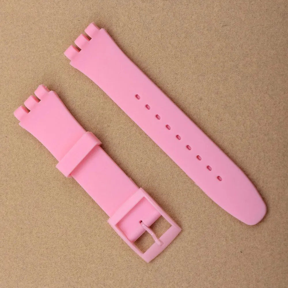 Watch accessories For Swatch silicone strap buckle 17mm19mm rubber strap men's and women's sports strap 20mm watch band