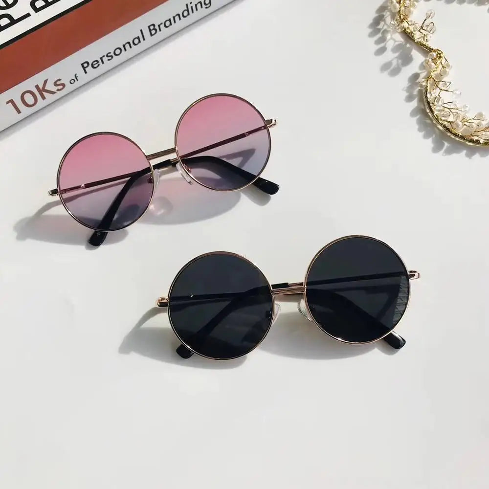 14mm Child Retro Round Frame Sunglasses Black Red Pink Lens Fashion Boys Girls UV400 Protection Eyewear Summer Sun Glasses NEW