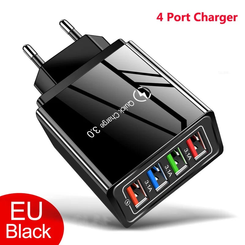 EU Plug USB Charger Quick Charge 3.0 Charger For Huawei Mate 30 20 Xiaomi 11 10T Ultra POCO F3 X3 NFC Wall Mobile Fast Charger