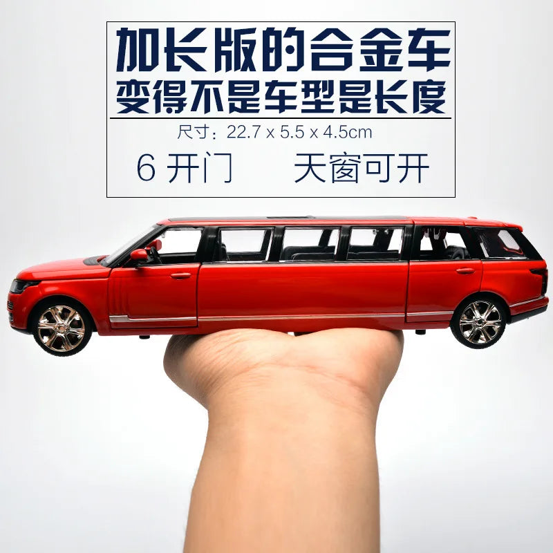 Free Shippin 1:32 Range Rover Alloy Limousine Metal Diecast Car Model Pull Back Flashing Musical Kids Toy Vehicles