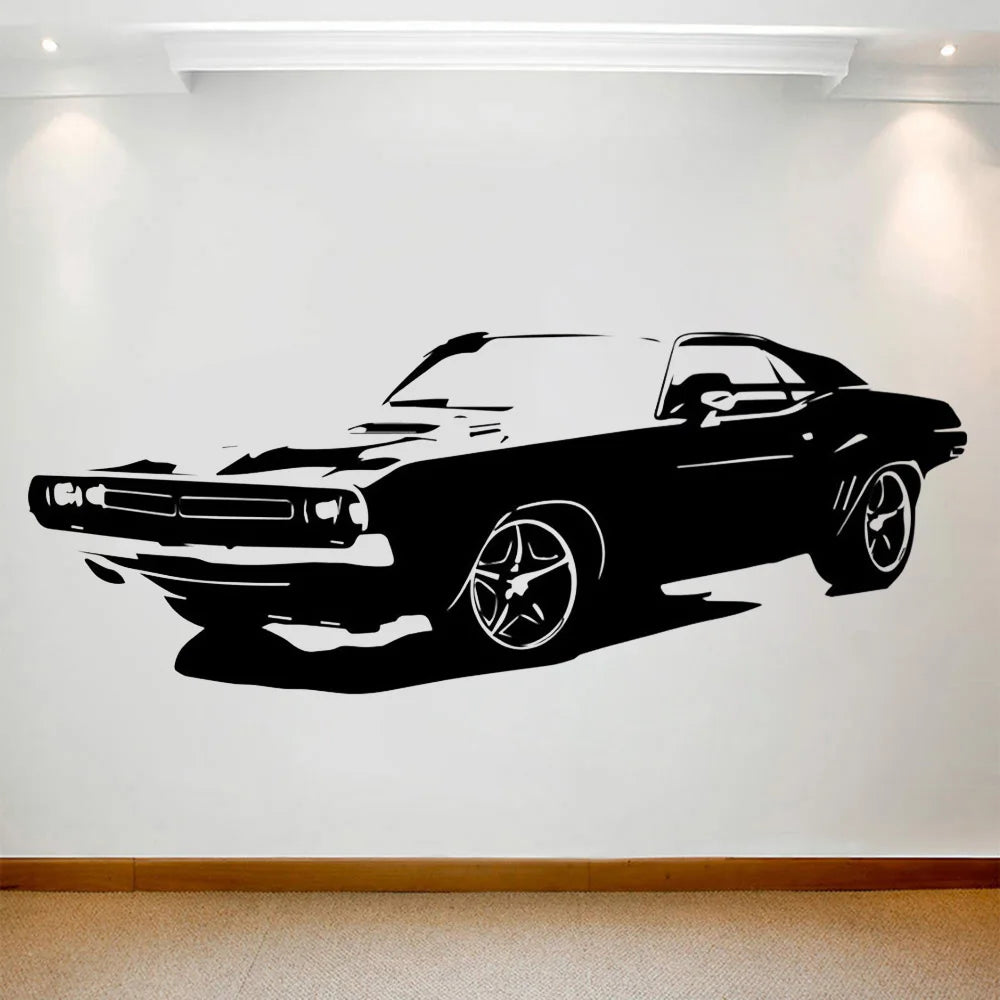 Large Classical Car Wall Sticker  Challenger Bedroom Wall Sticker Art Teen Room Home Decor Vinyl Sticker Living Room WallPaper