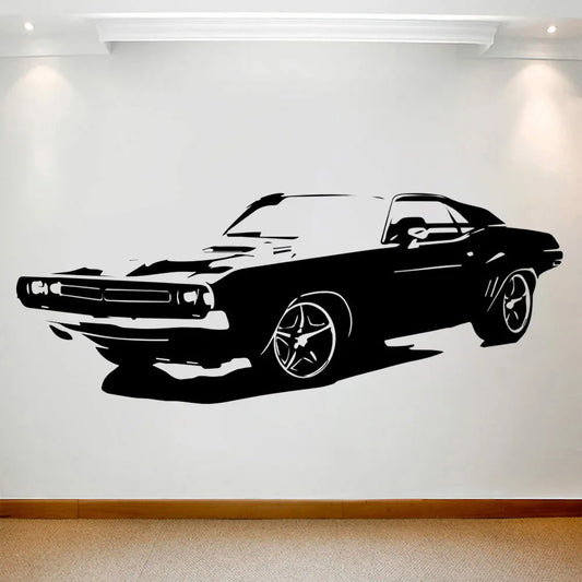 Large Classical Car Wall Sticker  Challenger Bedroom Wall Sticker Art Teen Room Home Decor Vinyl Sticker Living Room WallPaper