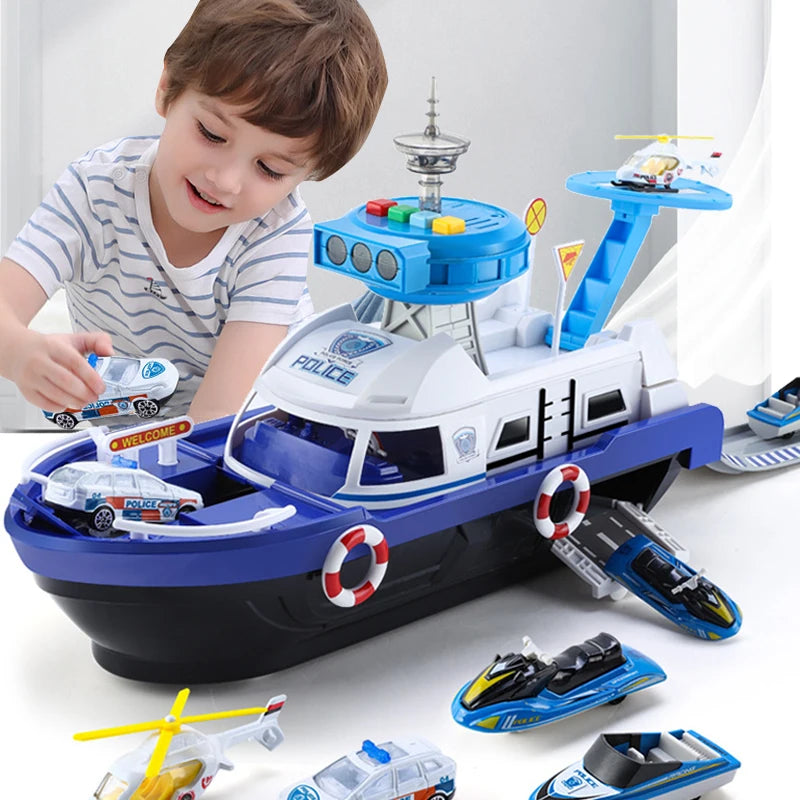 Kids Toys Simulation Track Inertia Boat Diecasts & Toy Vehicles Music Story Light Toy Ship Model Toy Car Parking Boys Toys