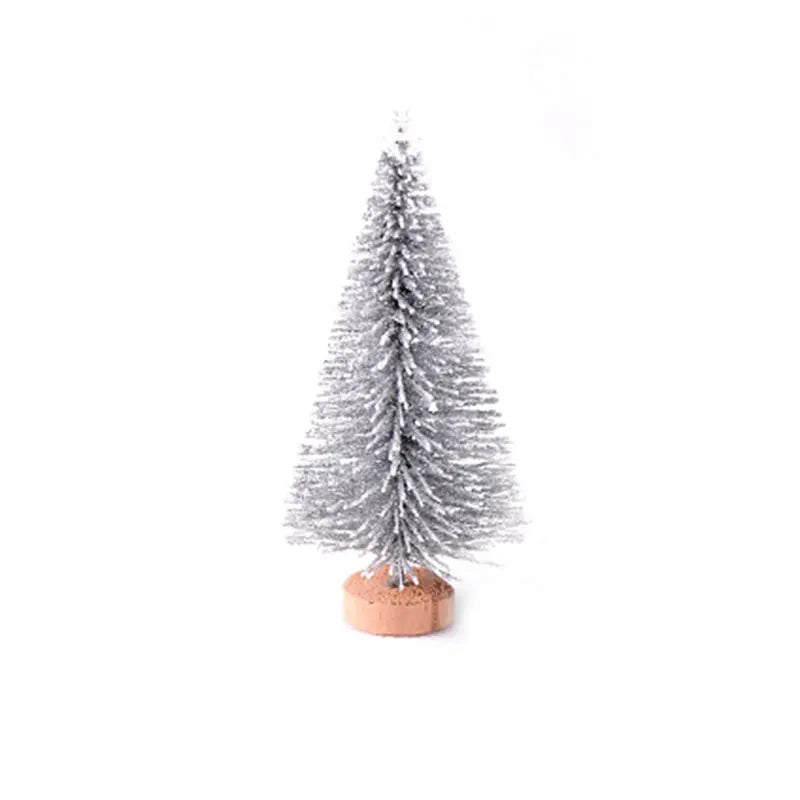 Mini Artificial Christmas Tree Figurine Sisal Silk Cedar Pine Tree Miniature Micro Landscape Fairy Garden New Year Decor 1 PIece