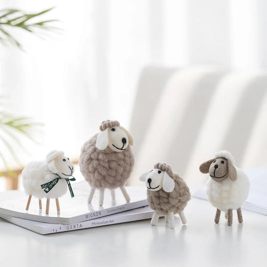 Cartoon Felt Sheep Decorative Hanging Ornament Creative Miniature Decor Xmas Figurines Party Supplies Accessories