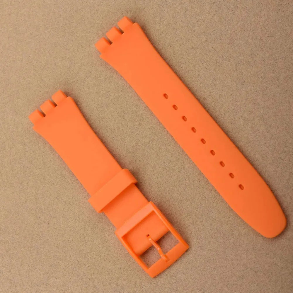 Watch accessories For Swatch silicone strap buckle 17mm19mm rubber strap men's and women's sports strap 20mm watch band