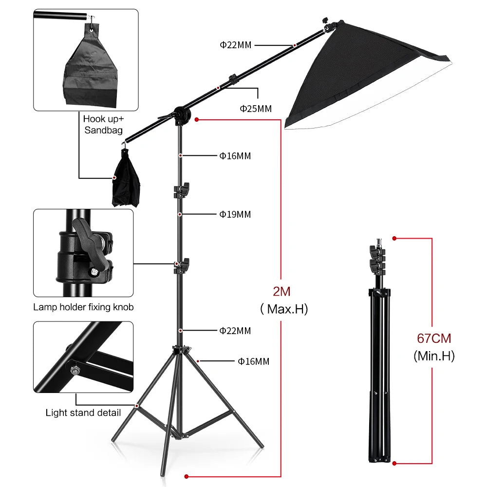 Photography Background Frame Support Softbox Lighting Kit Photo Studio Equipment Accessories With 3Pcs Backdrop And Tripod Stand