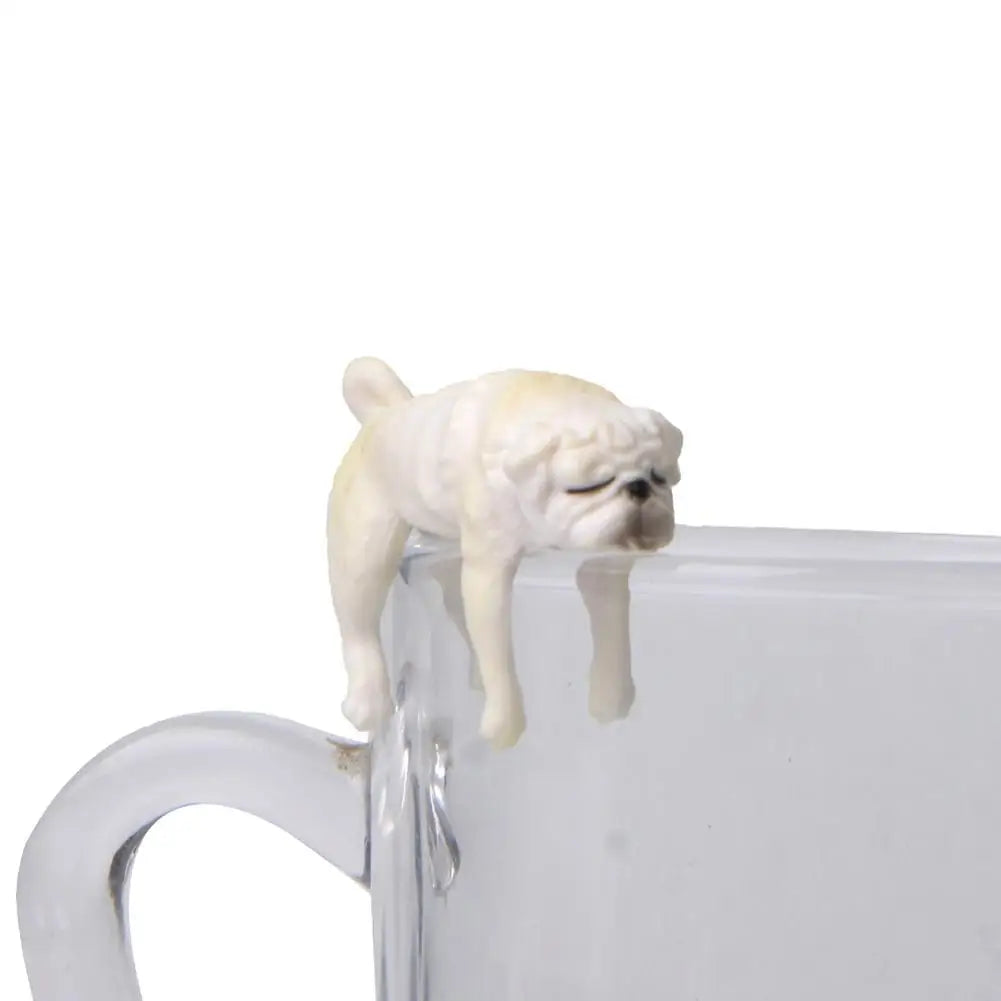 New Arrival Realistic Mini Pug Dog Figurine Hanging on Cup Rim DIY Fairy Garden Accessory Wholesale Dropshipping