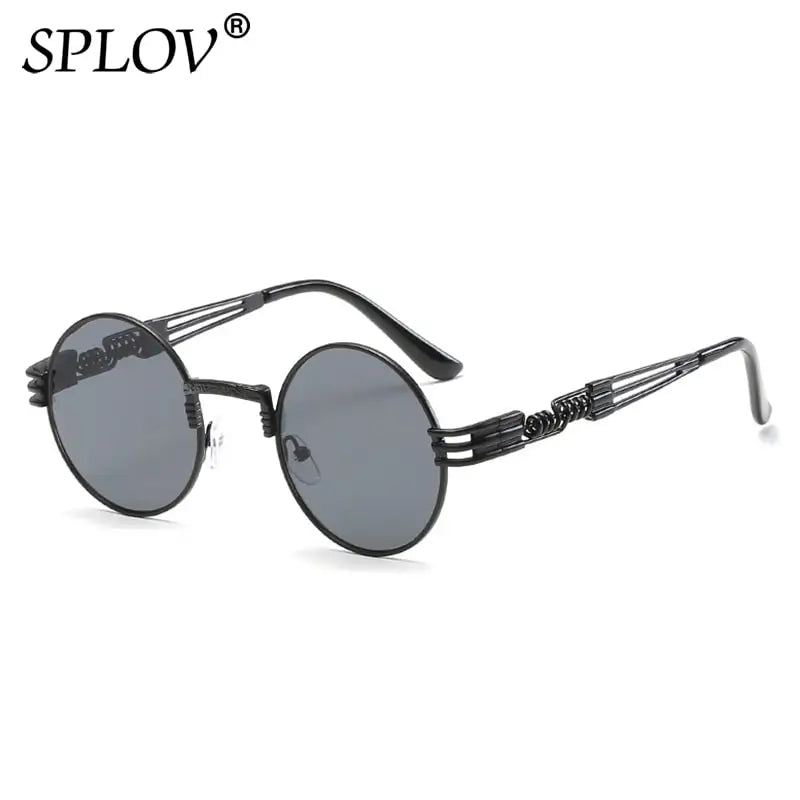 SPLOV New Fashion Retro Steampunk Round Metal Sunglasses for Men and Women Double Spring Leg Colorful Eyewear UV400