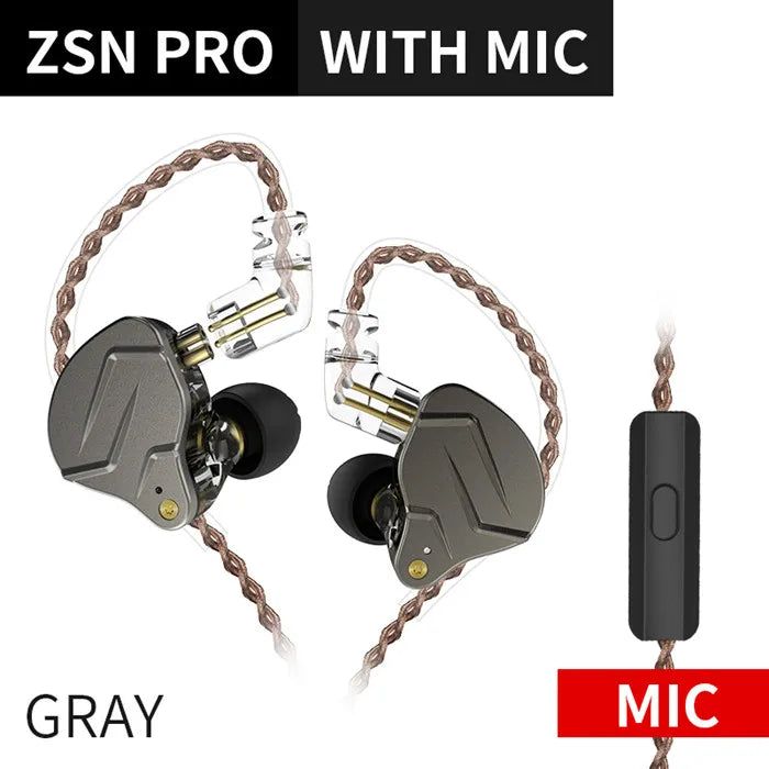 KZ ZSN Pro Metal Earphones 1BA+1DD Hybrid Technology HIFI Bass Earbuds In Ear Monitor Headphones Sport Noise Cancelling Headset