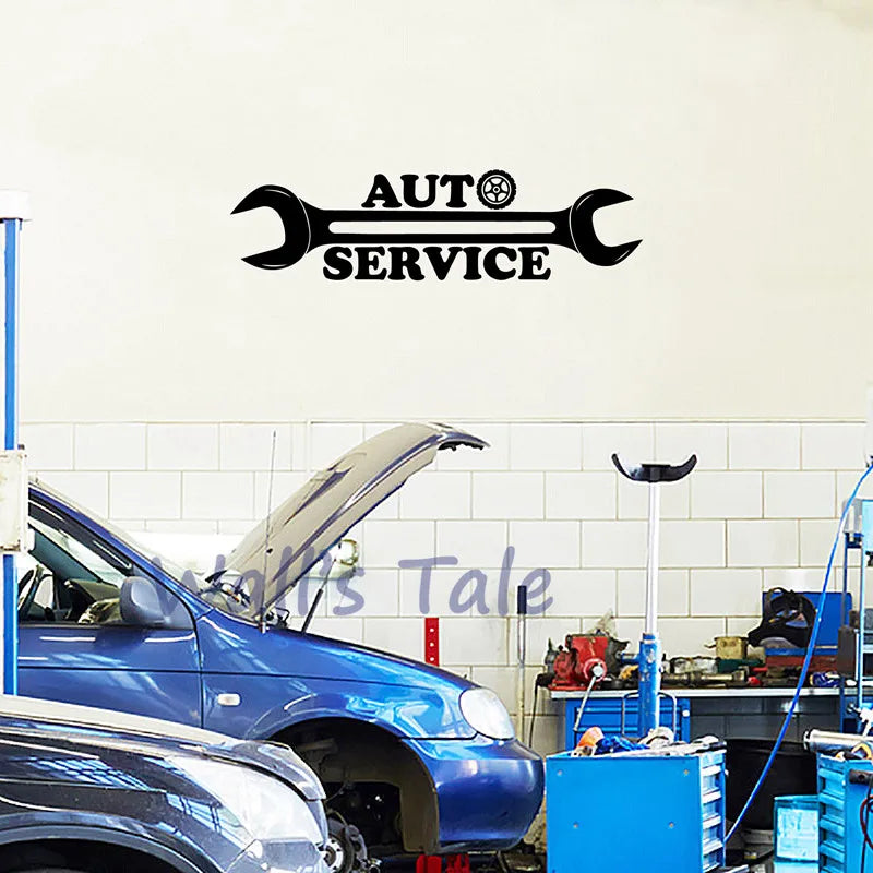 Auto Service Logo Vinyl Wall Sticker Decals Repair Car Station Sign Art Decals Mural Art Decor Garage Wall Window Decoration