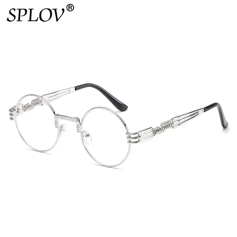 SPLOV New Fashion Retro Steampunk Round Metal Sunglasses for Men and Women Double Spring Leg Colorful Eyewear UV400