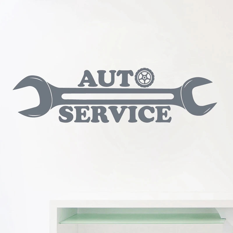 Auto Service Logo Vinyl Wall Sticker Decals Repair Car Station Sign Art Decals Mural Art Decor Garage Wall Window Decoration