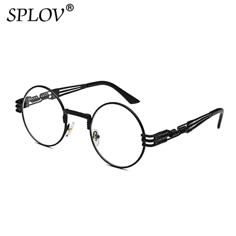 SPLOV New Fashion Retro Steampunk Round Metal Sunglasses for Men and Women Double Spring Leg Colorful Eyewear UV400