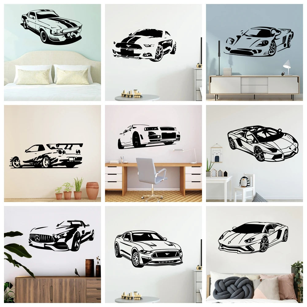 Modern Stickers Sport Car Vinyl Wallpaper For Living Room decor Wall Sticker Bedroom Home Decor Wall decals Mural