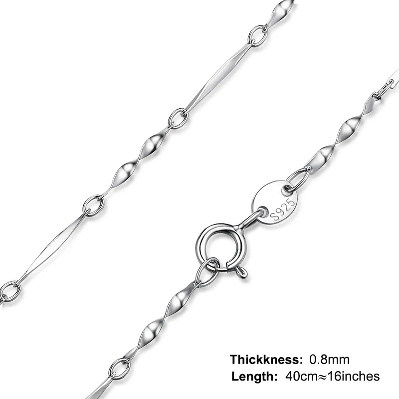 JewelryPalace Genuine 100% 925 Sterling Silver Necklace Ingot Twisted Trace Belcher Snake Bar Singapore Box Chain Necklace Women