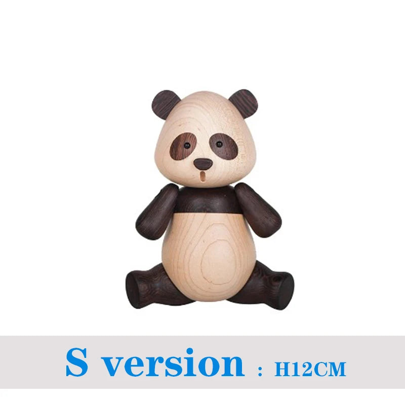 Resin Panda Animal Accessories Creative Handicraft Wooden Toys Office Desktop Miniatures Christmas Figurine Gift Home Decoration