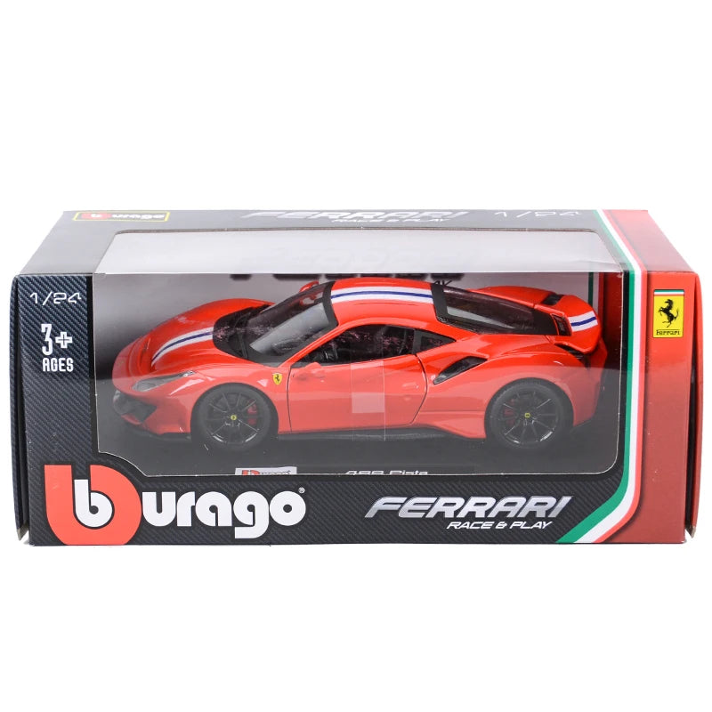 Bburago 1:24 Scale Ferrari 488 PISTA STRADALE Alloy Luxury Vehicle Diecast Cars Model Toy Collection Gift